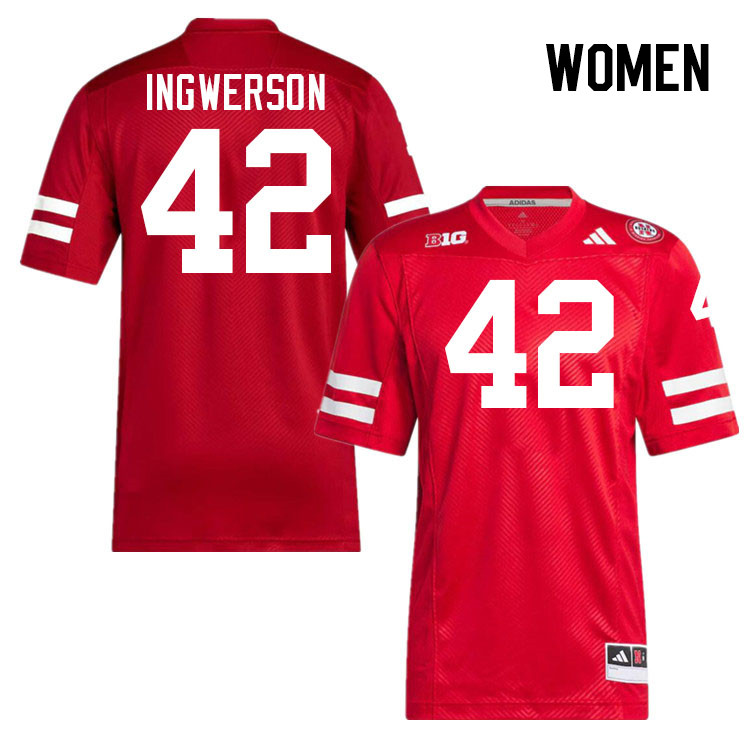 Women #42 Eric Ingwerson Nebraska Cornhuskers College Football Jerseys Stitched Sale-Scarlet